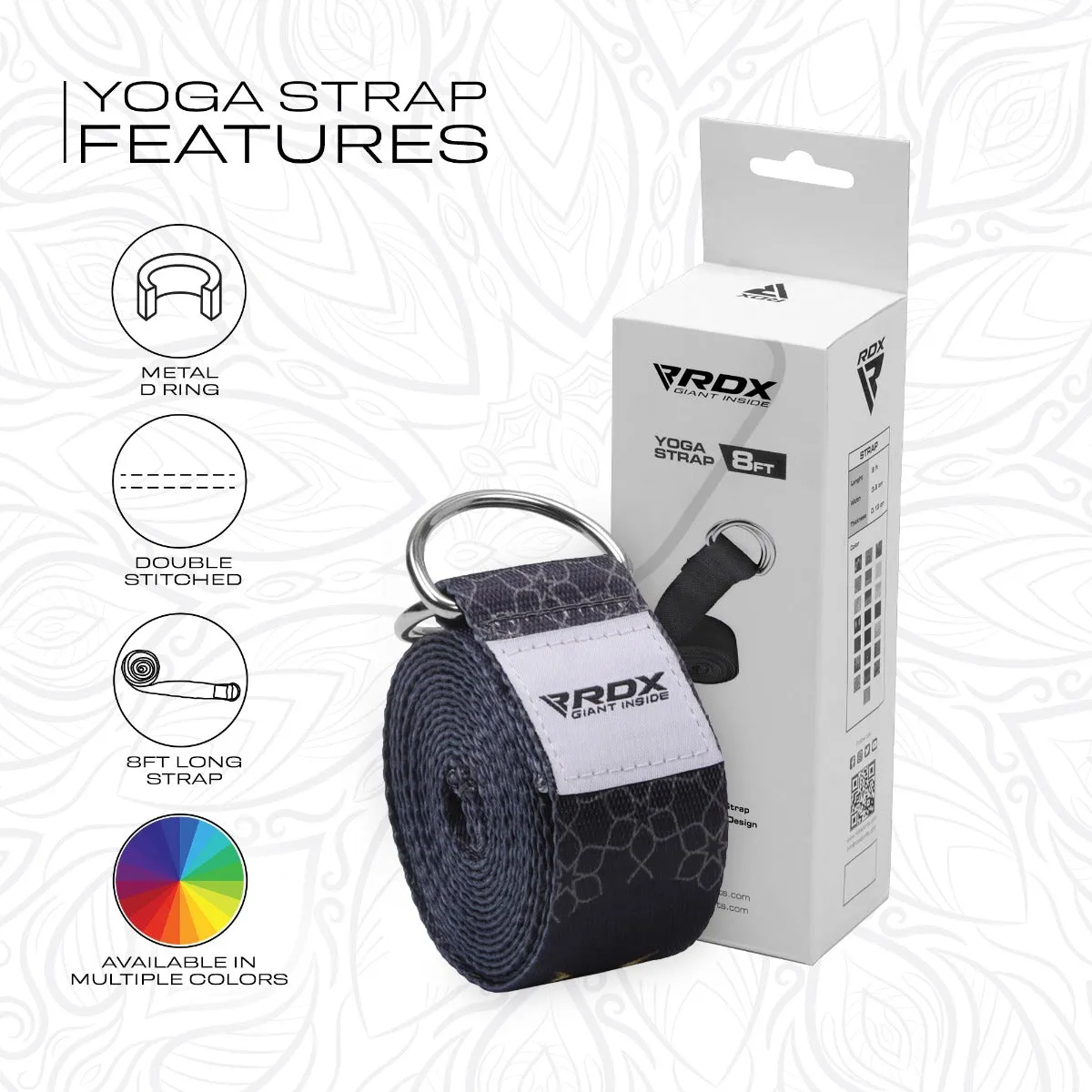 RDX F8 D-Ring Steel Buckle Cotton Yoga Strap