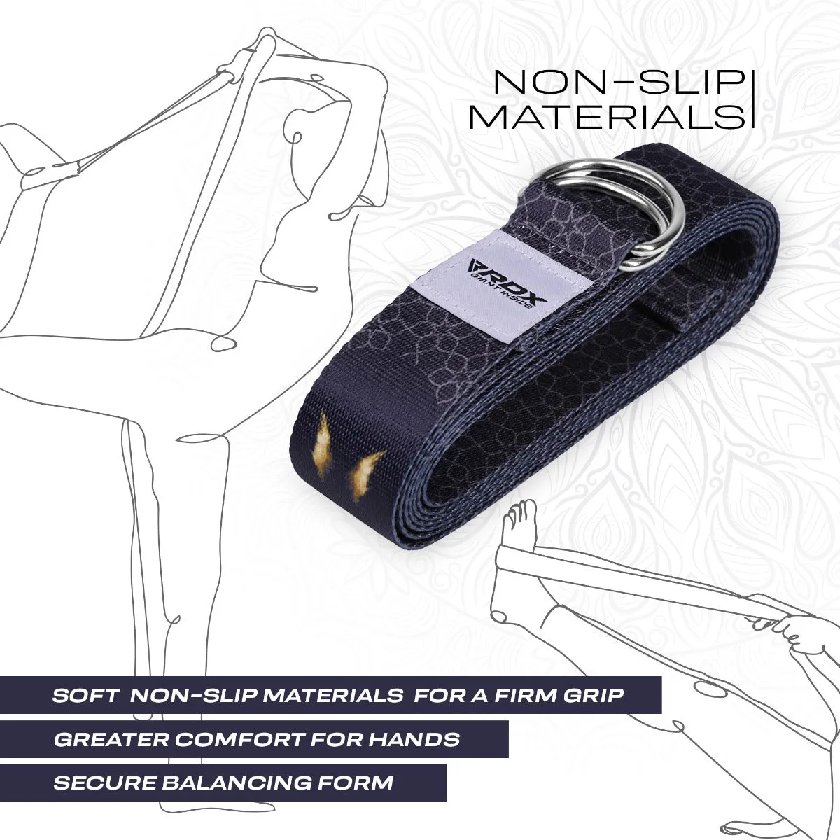 RDX F8 D-Ring Steel Buckle Cotton Yoga Strap