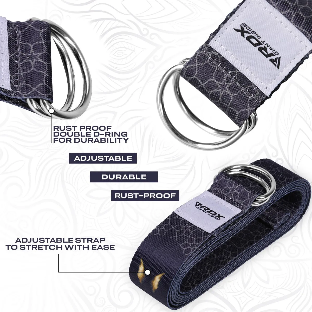 RDX F8 D-Ring Steel Buckle Cotton Yoga Strap