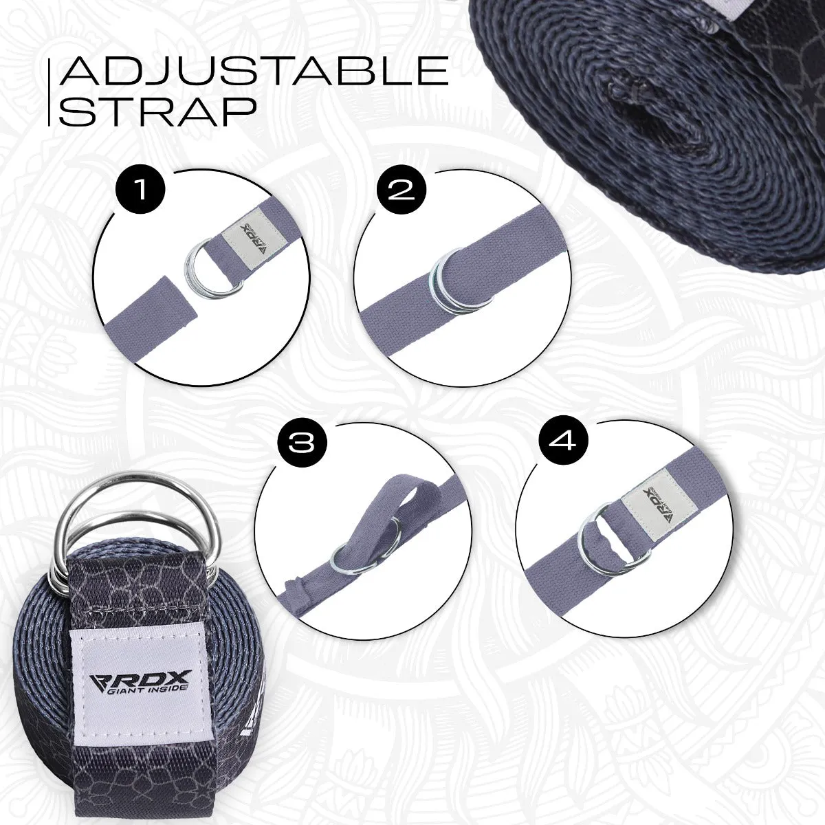RDX F8 D-Ring Steel Buckle Cotton Yoga Strap