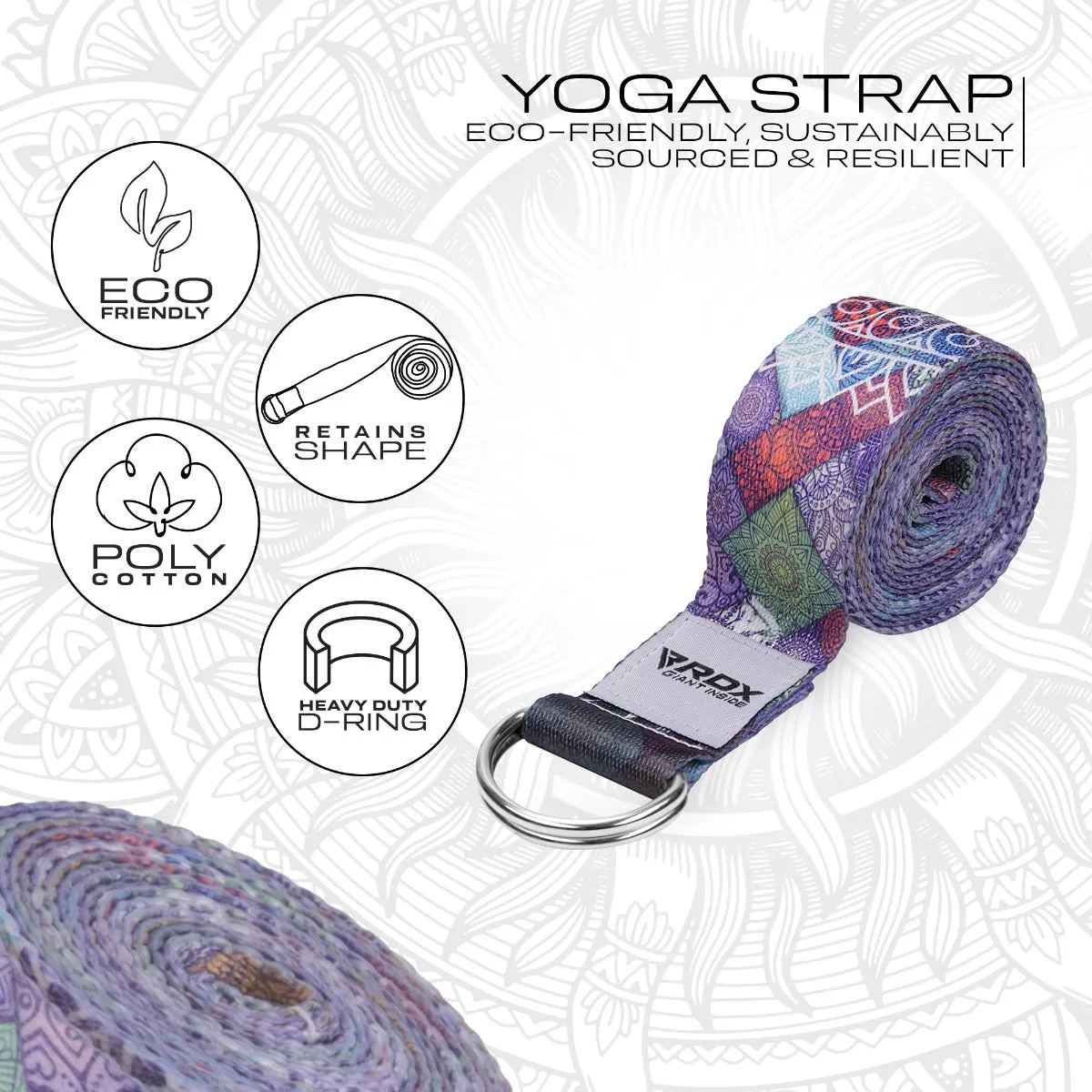 RDX F9 D-Ring Steel Buckle Cotton Yoga Strap