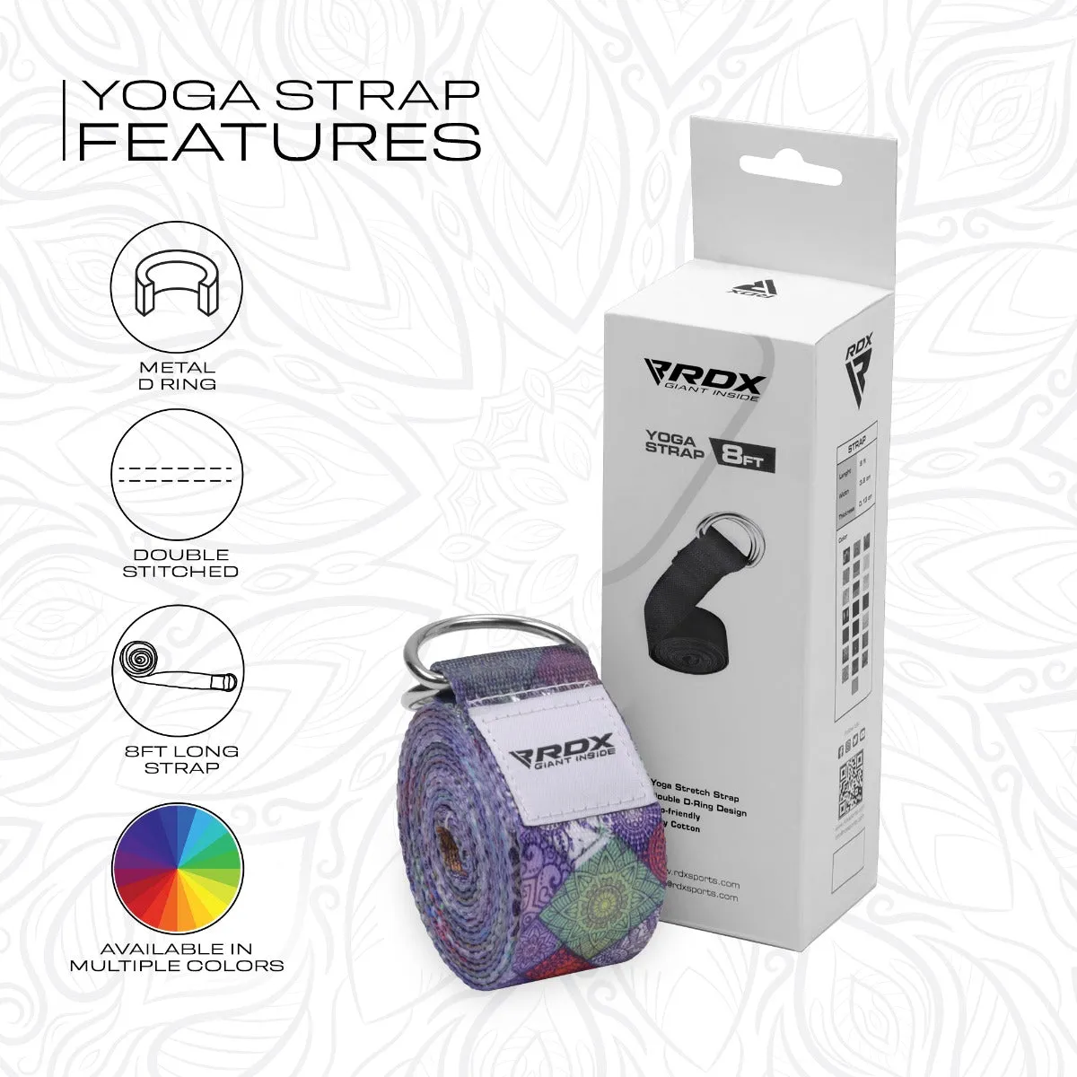 RDX F9 D-Ring Steel Buckle Cotton Yoga Strap