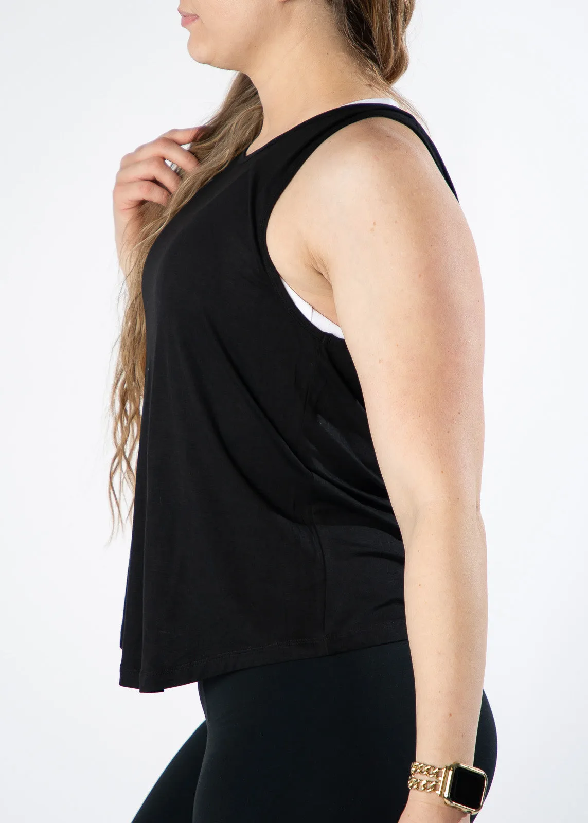 Scrunch Back Tank Top | Black