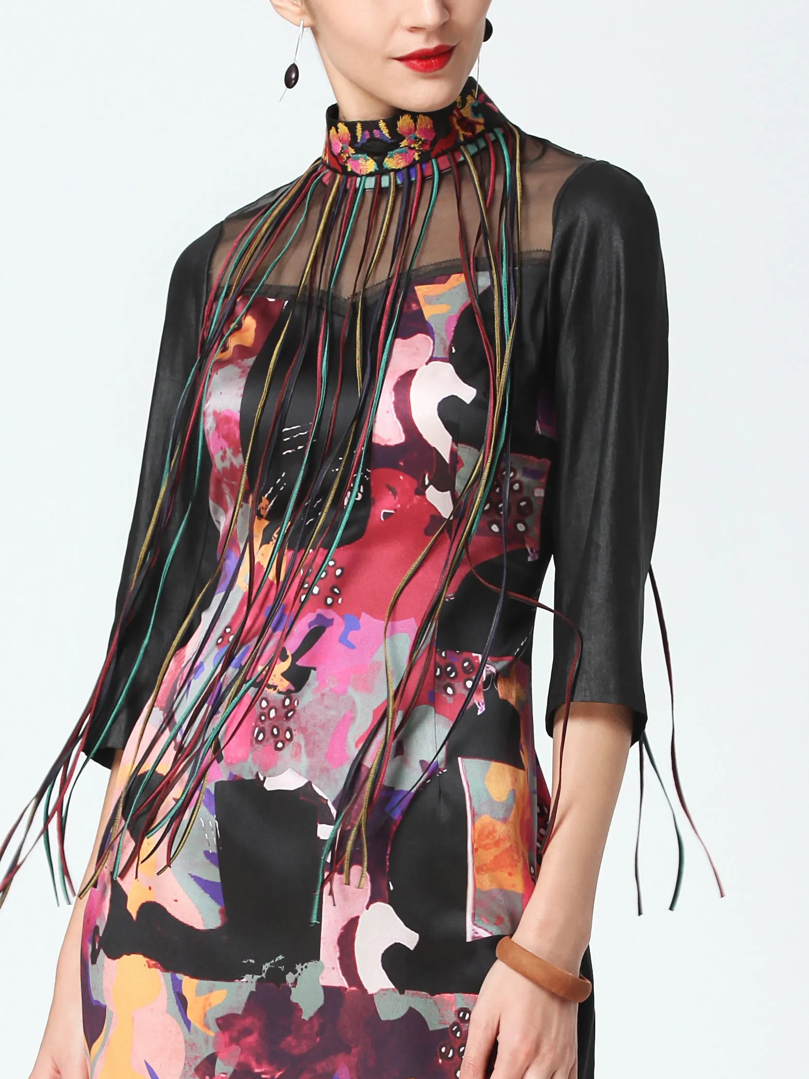 Silk embroidered tassels belt （or necklace）