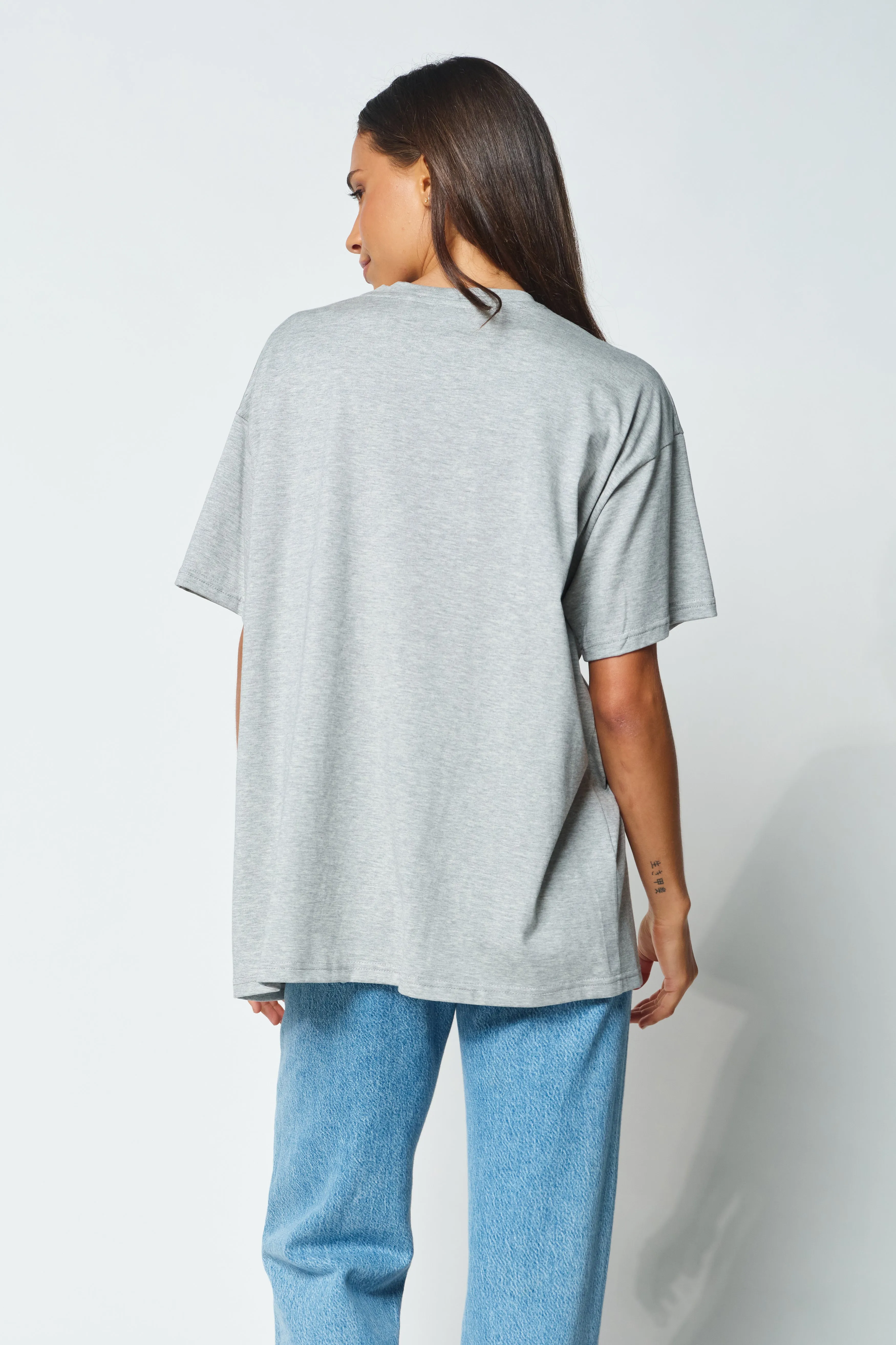 Staple Longline Wrap Tee - Grey Marle / White