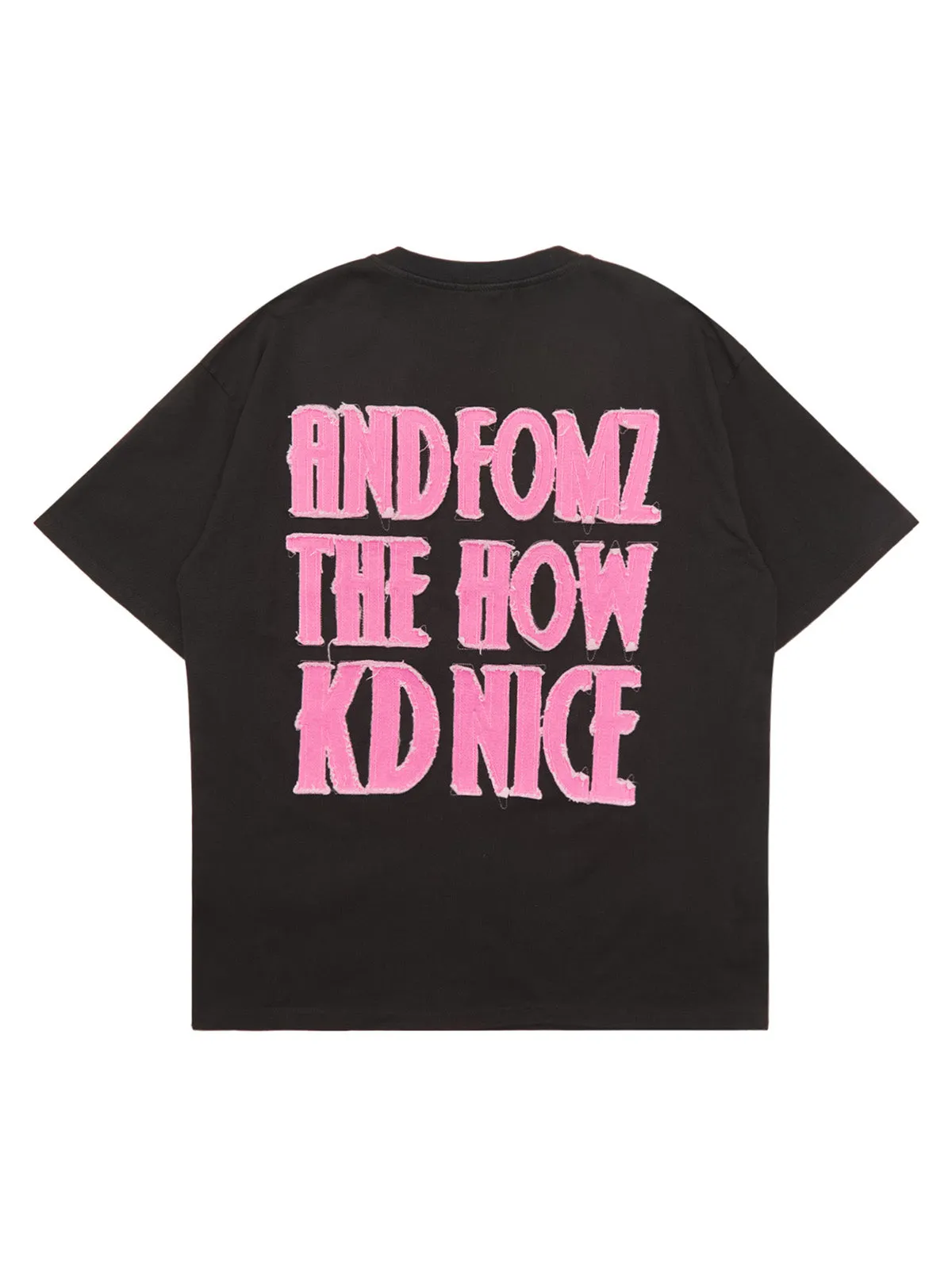 Thesupermade Pink Letter Applique Street Rap T-shirt - 2145