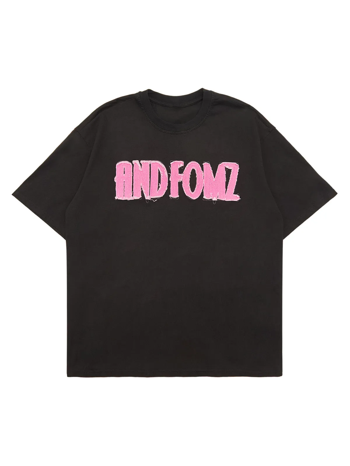 Thesupermade Pink Letter Applique Street Rap T-shirt - 2145