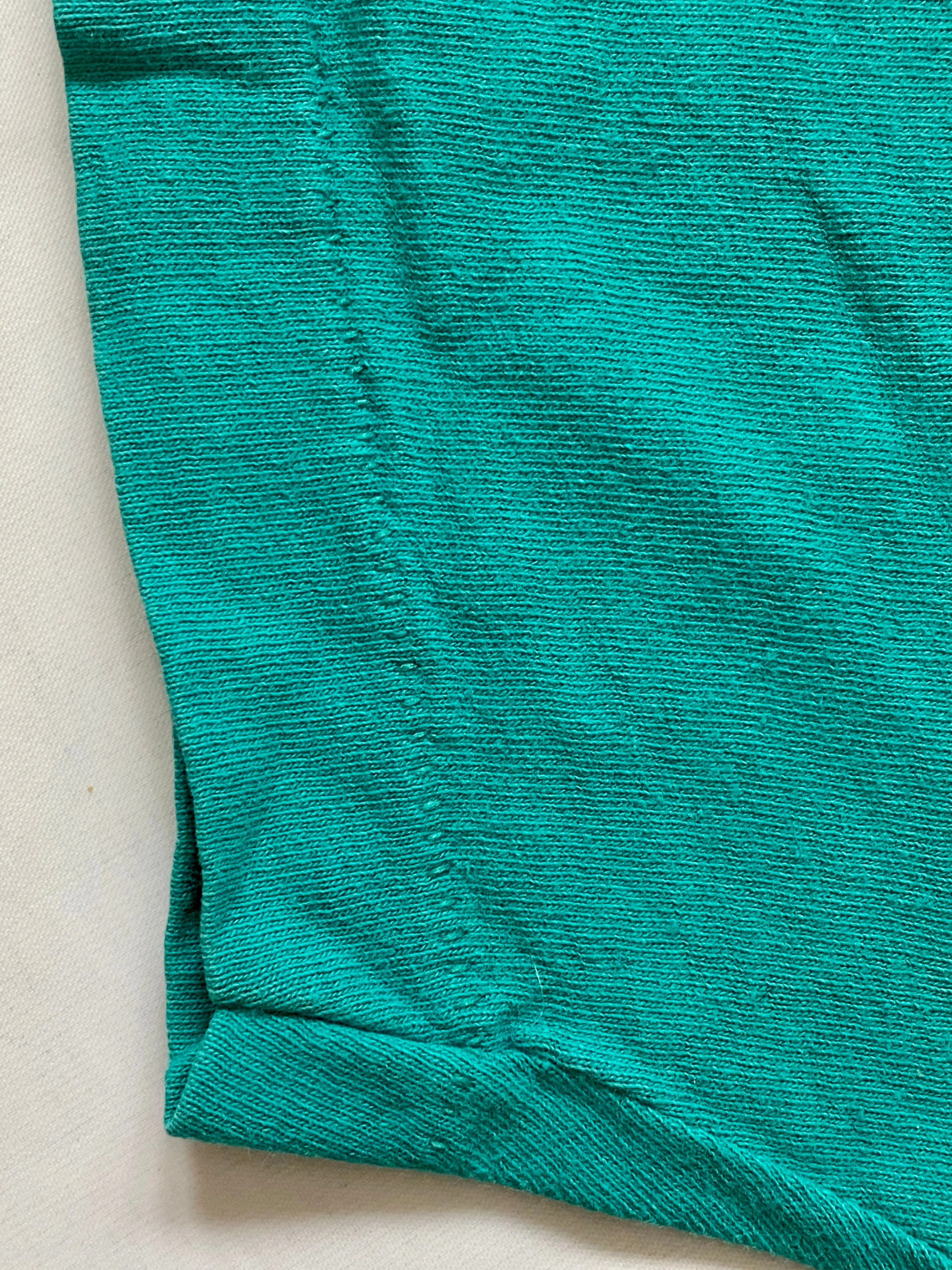 Vintage Fruit Of The Loom Teal Selvedge Single Stitch Pocket T-Shirt (Large)