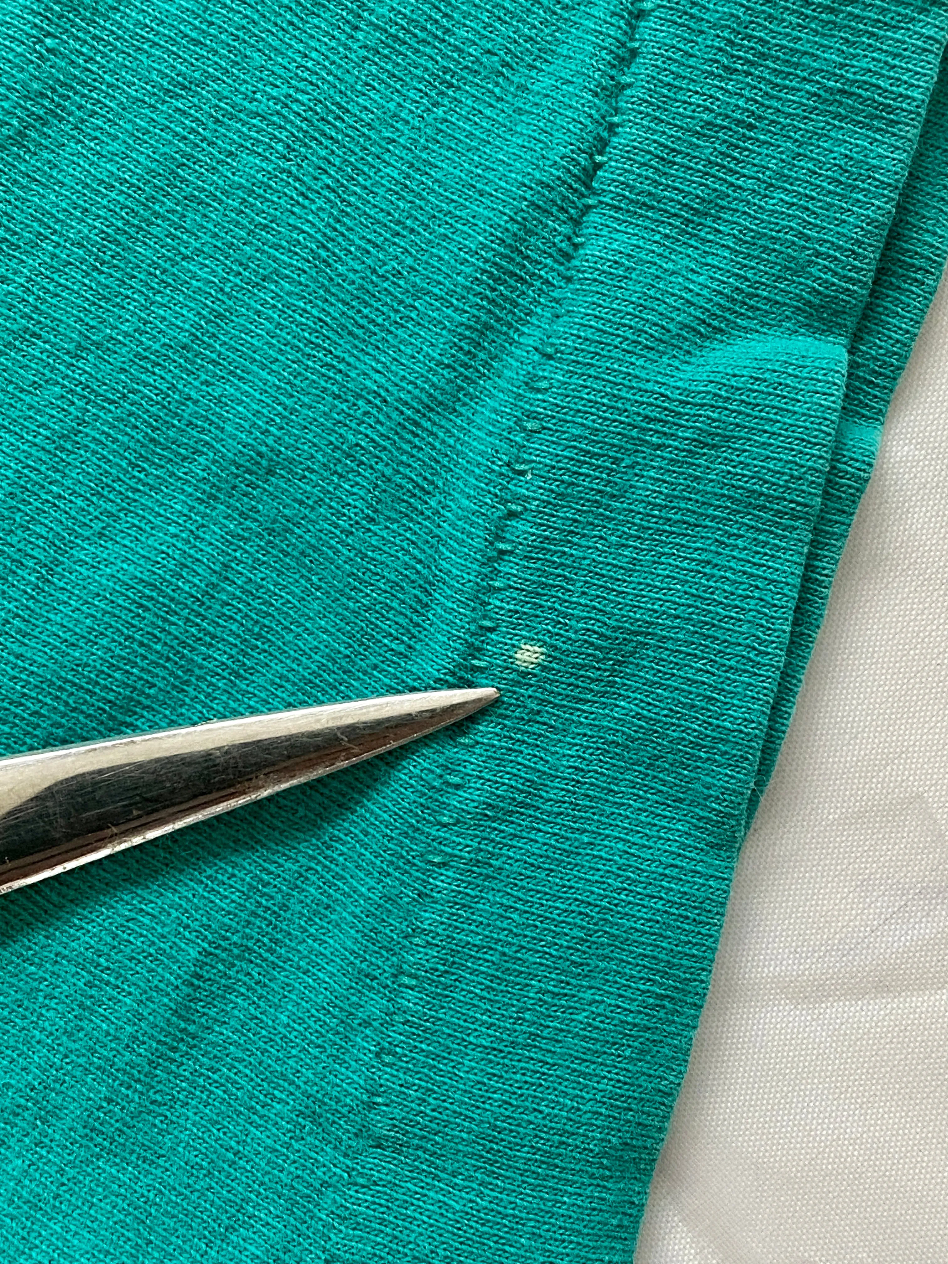 Vintage Fruit Of The Loom Teal Selvedge Single Stitch Pocket T-Shirt (Large)