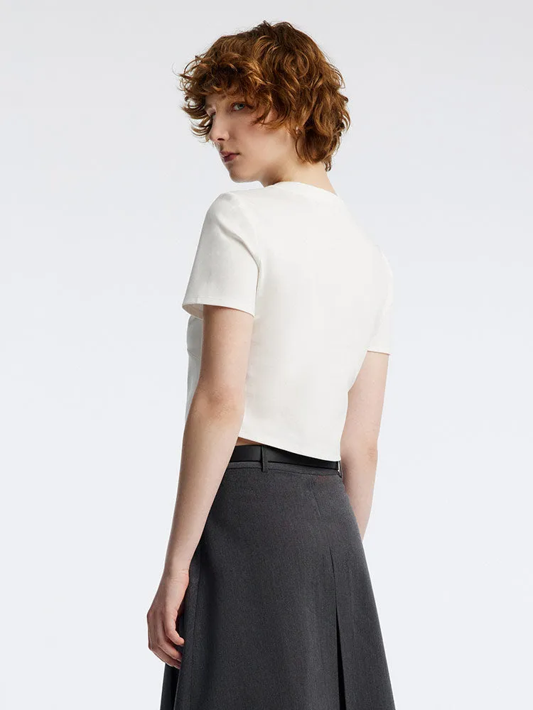 White Crop Cotton T-shirt