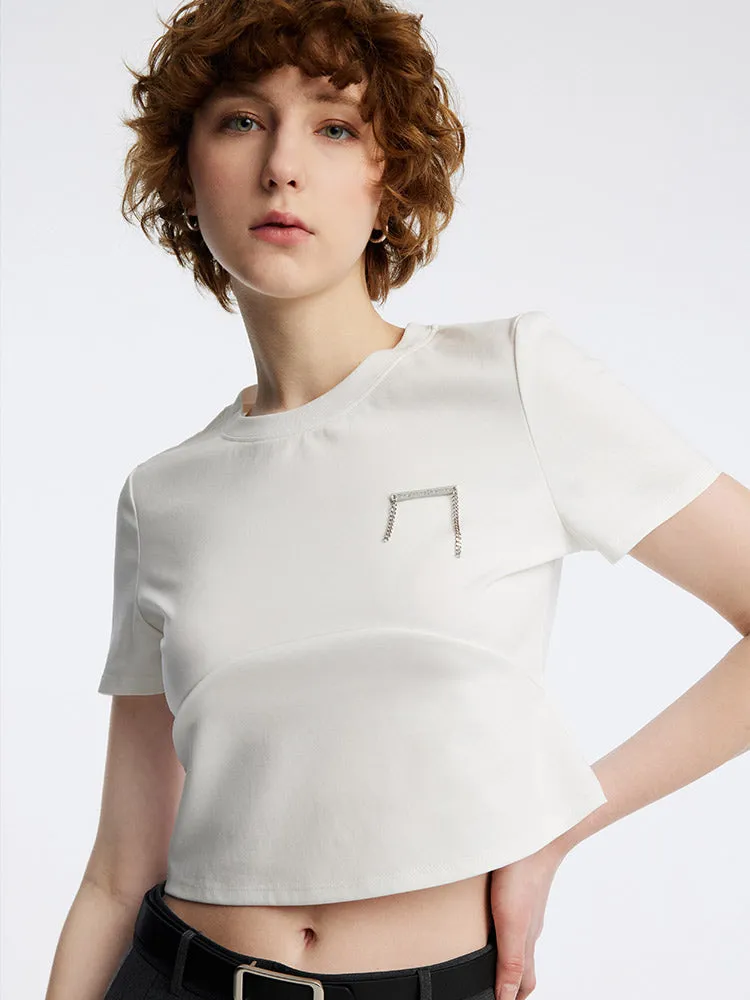 White Crop Cotton T-shirt