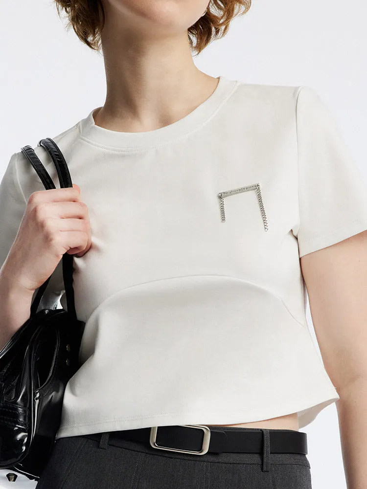 White Crop Cotton T-shirt