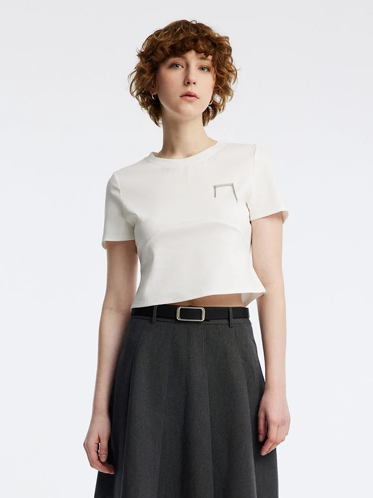 White Crop Cotton T-shirt