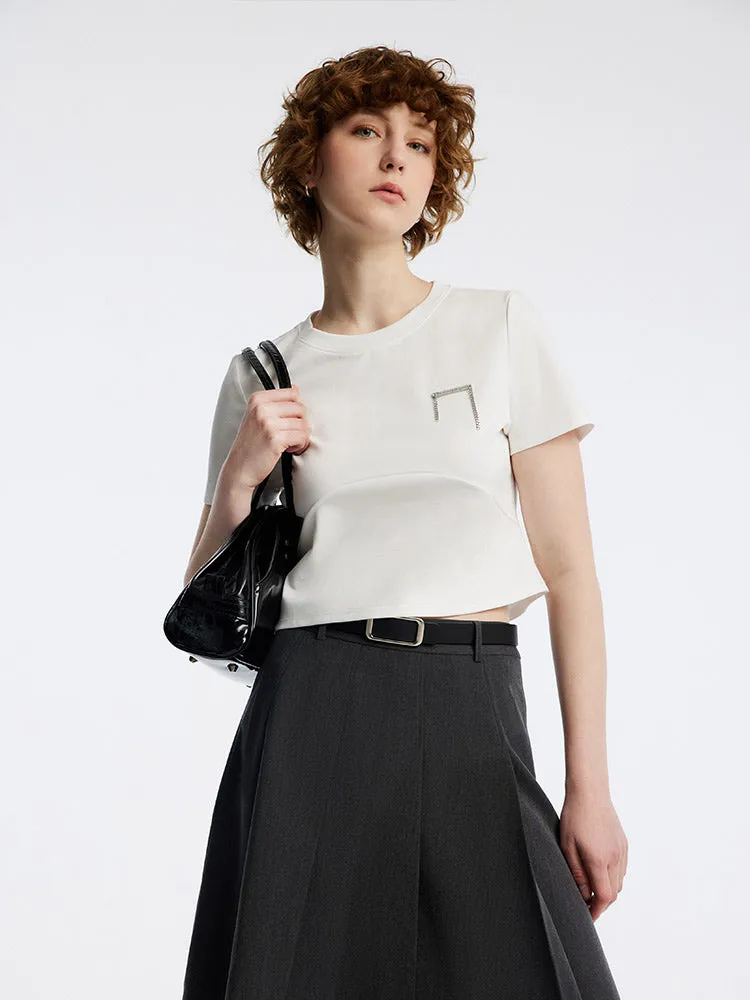 White Crop Cotton T-shirt