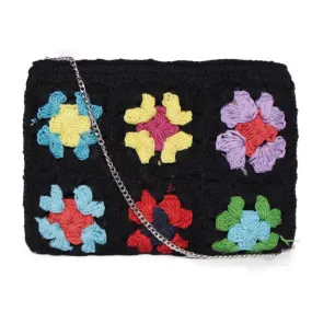 White/Multi Color Crochet  Crossbody Sling Bag