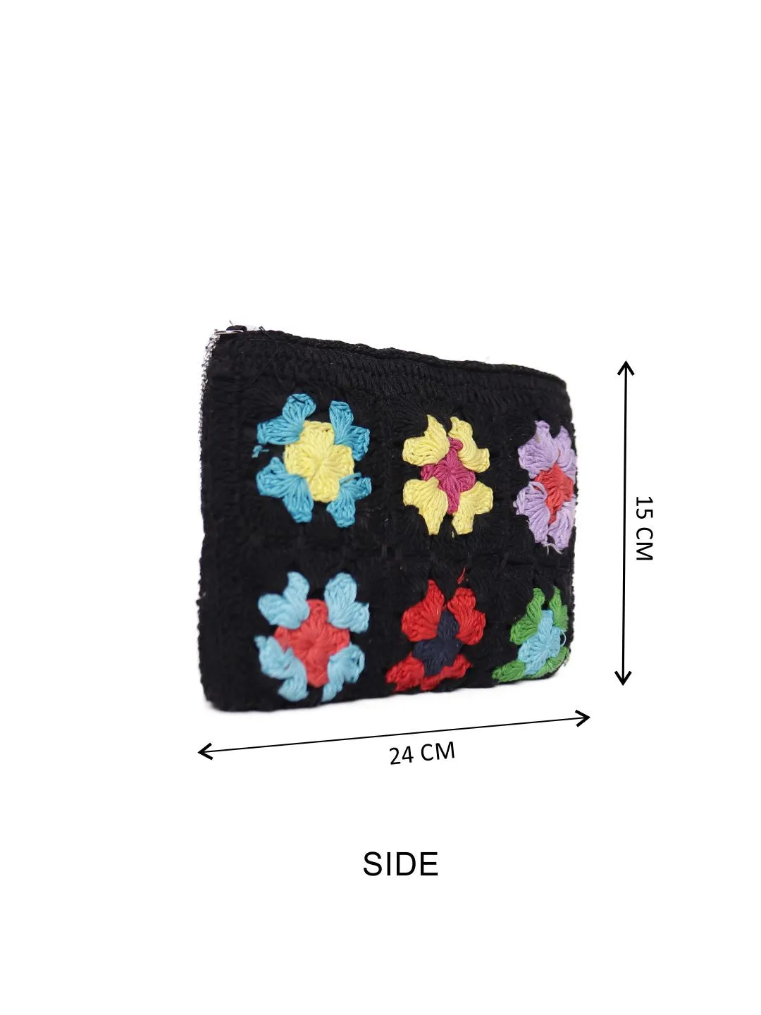 White/Multi Color Crochet  Crossbody Sling Bag