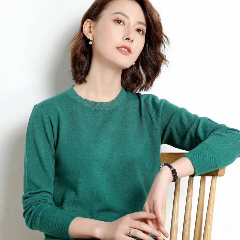 Women Sweater O-neck Pullover Shirt