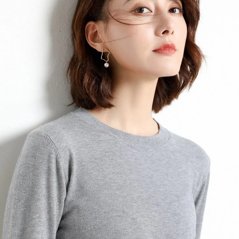 Women Sweater O-neck Pullover Shirt