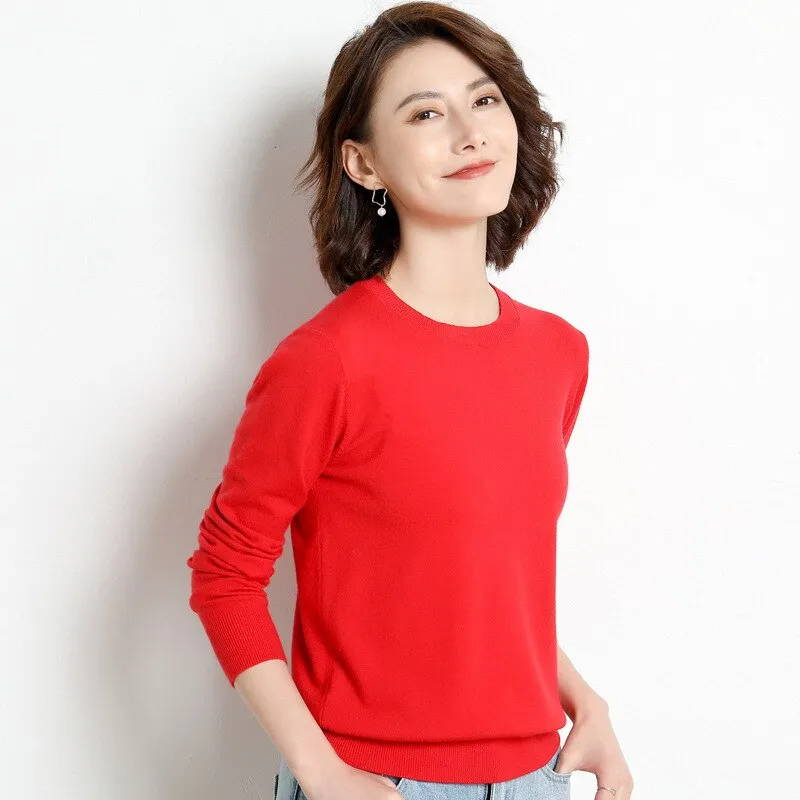 Women Sweater O-neck Pullover Shirt