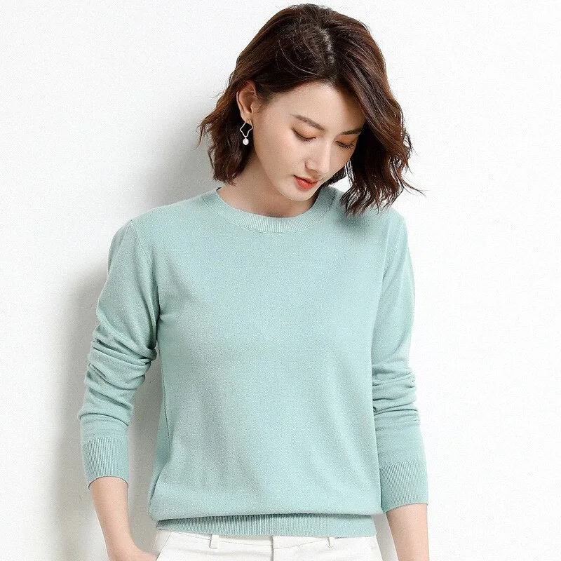 Women Sweater O-neck Pullover Shirt