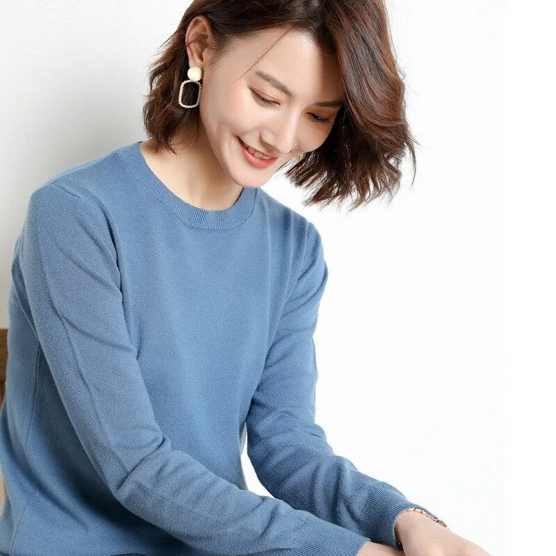 Women Sweater O-neck Pullover Shirt