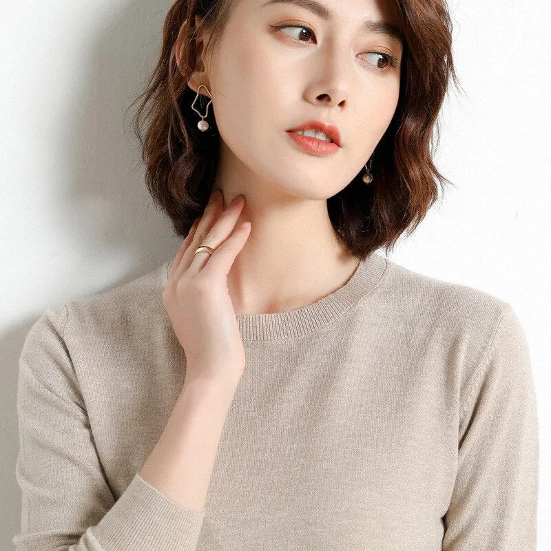 Women Sweater O-neck Pullover Shirt