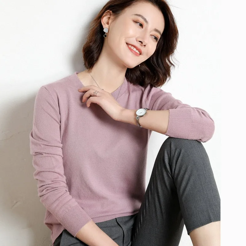 Women Sweater O-neck Pullover Shirt
